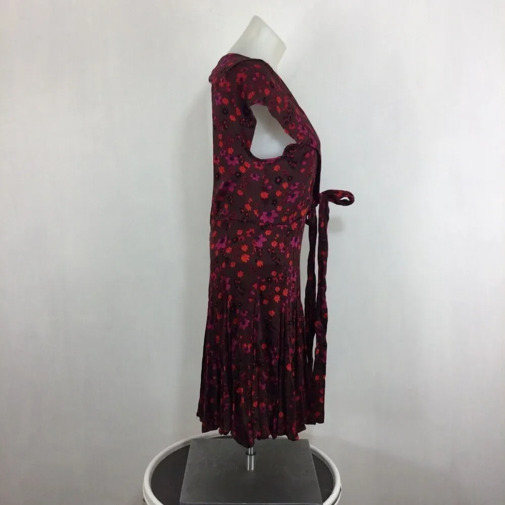 Free People Womens It Takes Two Wrap Dress Plum Combo Size XS NWT $128
